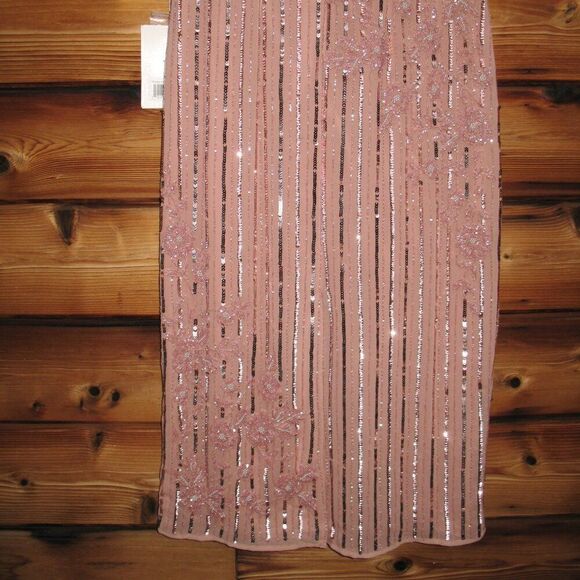 MAC DUGGAL 70260 Womens Rose Striped Floral Embellished Sleeveless Midi Dress - Picture 11 of 13